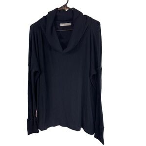 We The Free Sz S Oversized Top‎ Open Flyaway Back Long Sleeve Cowl Neck Black